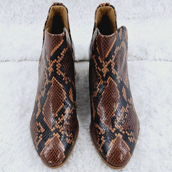FRANCO SARTO Roar Cognac and Brown Embossed Snakeskin Bootie Sz 5.5 New No Box - Picture 2 of 10